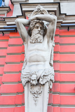 Masculine figure of the Atlantean of the Beloselsky-Belozersky Palace in St. Petersburg, Russiaのeditorial素材