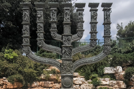 Knesset Menorah in front of the Knesset in the Park of Roses in Jerusalemのeditorial素材