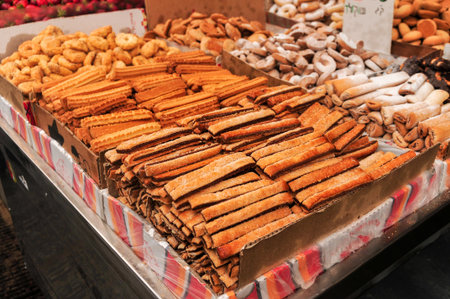 Sweets for sale at the Ben Yehuda Market in Jerusalem, Israelの写真素材