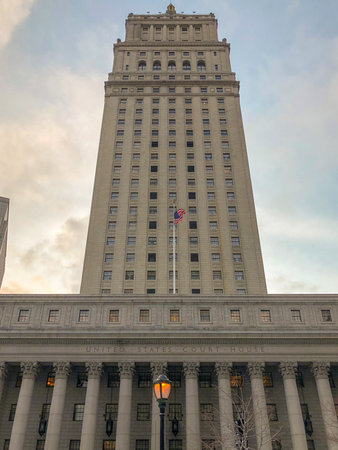 Thurgood Marshall United States Courthouse Classical Revival courthouse located at 40 Centre Street on Foley Square in the Civic Center neighborhood of lower Manhattan in New York City.のeditorial素材