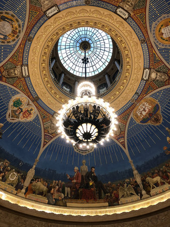New York City - Dec 14, 2017: Dome of the Thurgood Marshall United States Courthouse Classical Revival courthouse in lower Manhattan in New York City.のeditorial素材