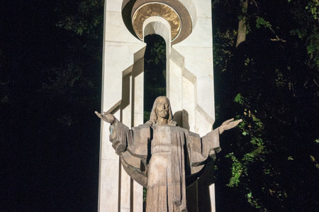 Jesus monument in the city of Ivano-Frankivsk  in Ukraine.の写真素材