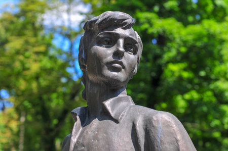 Monument in Lychakiv Cemetery  a famous and historic cemetery in Lviv, Ukraine.のeditorial素材