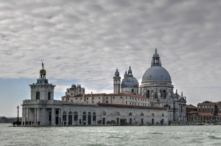 Grand Canal and Basilica Santa Maria della Salute in Venice, Italyのeditorial素材