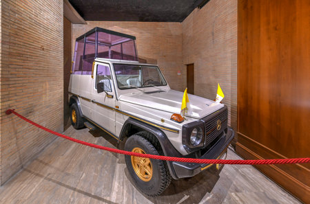 Vatican City - March 23, 2018: TheÂ popemobile, a specially designed motor vehicle used by theÂ Roman CatholicÂ PopeÂ during public appearances.のeditorial素材