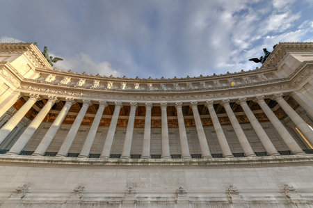 Altar of the Fatherland also known as the National Monument to Victor Emmanuel II in Rome, Italy.のeditorial素材
