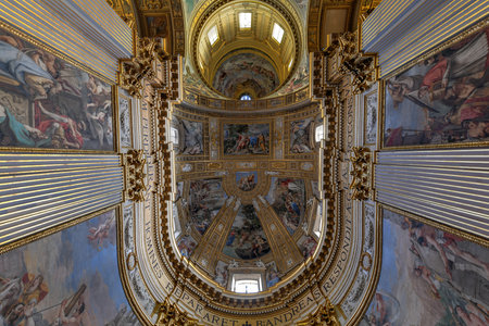 Rome, Italy - March, 24, 2018: The nave of baroque church Basilica di Sant Andrea della Valle in...