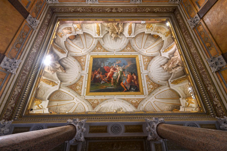 Rome, Italy - March 25, 2018: Marble statues in Villa Borghese in Rome, Italy.のeditorial素材