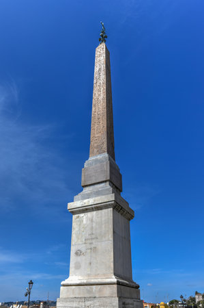 Photo for Ancient ruins in Rome, Italy - Obelisk (Obelisco Sallustiano) at the top of Spanish Steps - Royalty Free Image