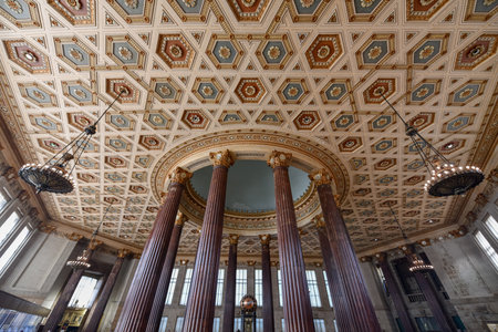 Brooklyn, New York - October 13, 2018: Dime Savings Bank of Brooklyn building interior with...