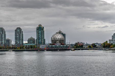 Vancouver, Canada - September 30, 2018: Science World at waterfront of False Creek in Vancouver, Canada.のeditorial素材