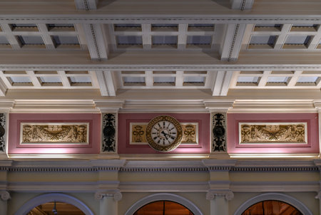Vancouver, BC - Sept 30, 2018: Main transit terminus in downtown Waterfront Station, built in 1914 by Canadian Pacific Railway. Building is designed in neoclassical style with symmetrical brick facadeのeditorial素材