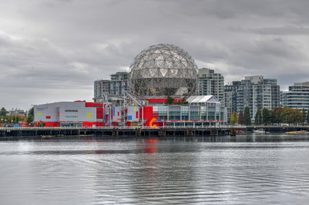 Vancouver, Canada - September 30, 2018: Science World at waterfront of False Creek in Vancouver, Canada.のeditorial素材