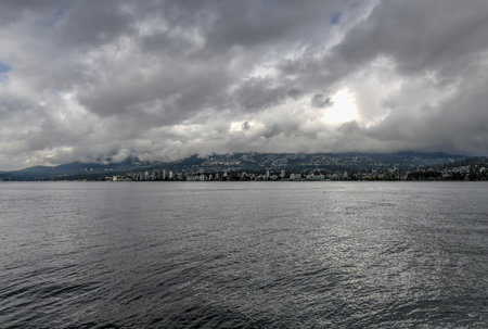 Panoramic view of North Vancouver from Stanley Park in Vancouver, Canada.の写真素材