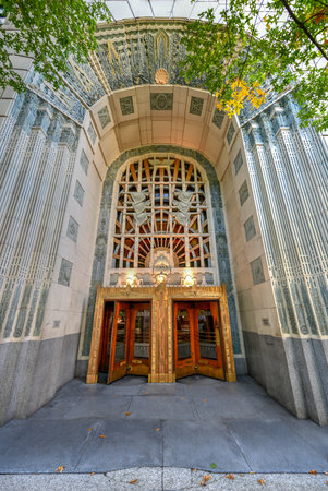 Exterior of the old 1930 Marine Building skyscraper in downtown Vancouver, Canada.のeditorial素材