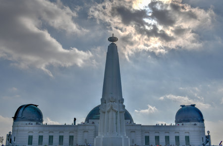Astronomer's monument at the Griffith Observatory in Los Angeles, Californiaのeditorial素材