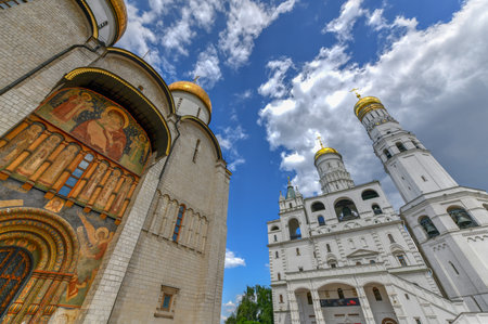 Cathedral of the Dormition in Cathedral Square in Moscow, Russia.のeditorial素材