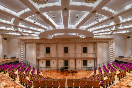 Moscow, Russia - June 27, 2018: The Bolshoi Theater, a historic theater in Moscow, Russia which holds ballet and opera performances.のeditorial素材