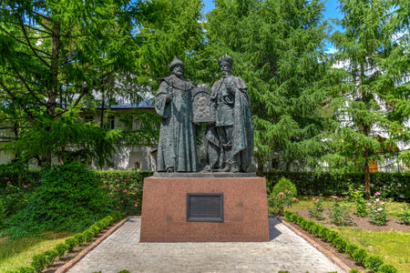 Saint Nicholas II Monument at Novospassky Monastery, one of the fortified monasteries surrounding Moscow from the south-east.のeditorial素材