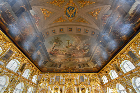 The Grand Hall of the Catherine Palace in Pushkin, Saint Petersburg, Russia.のeditorial素材