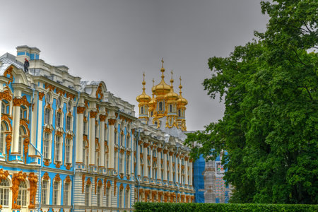 The sumptuous Catherine Palace in Tsarskoe Selo (Pushkin), St. Petersburg, Russia.のeditorial素材