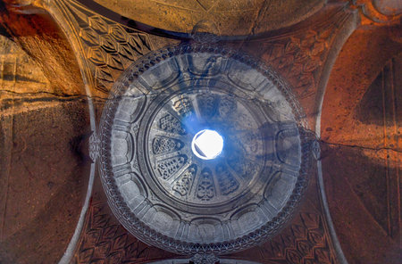Geghard is a medieval monastery in the Kotayk province of Armenia, carved out of the adjacent mountain. It is listed as a UNESCO World Heritage Site.のeditorial素材