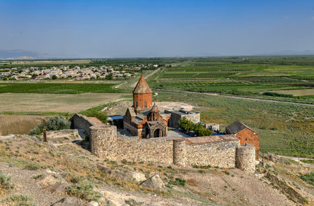 The ancient Khor Virap Monastery in Armenia.  It is located in the Ararat plain in Armenia.