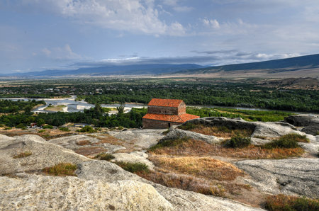 Uplistsikhe, Shida Kartli Region, Georgia.  Uplistsuli Church or Church Of Prince. Ancient Rock-hewn Town In Eastern Georgia.の写真素材