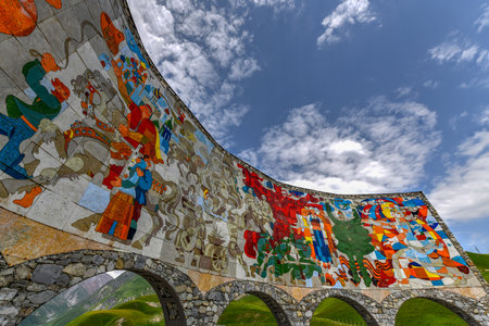 Monument to the friendship between the countries of Georgia and Russia, built in 1983 to celebrate...