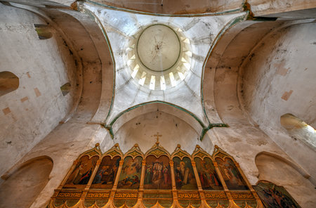 Ananuri , Georgia - July 12, 2018: Interior of church on Ananuri Castle, a castle complex on the...
