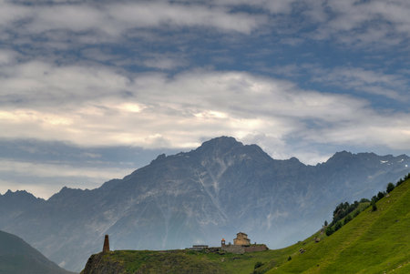 Beautiful panoramic view of the Georgian countryside in Goristsikhe, Georgia