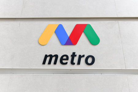 Baku, Azerbaijan - July 15, 2018: Logo for the Metro in the city of Baku, Azerbaijan.