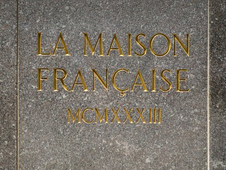 New York City - May 24, 2019: La Maison Francaise in Rockfeller Center, Art Deco building complex, situated between 5th and 6th Avenue in New York City.のeditorial素材