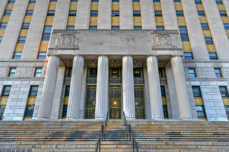 Bronx County Courthouse, also known as the Mario Merola Building, is a historic courthouse building located in the Concourse and Melrose neighborhoods of the Bronx in New York City.のeditorial素材
