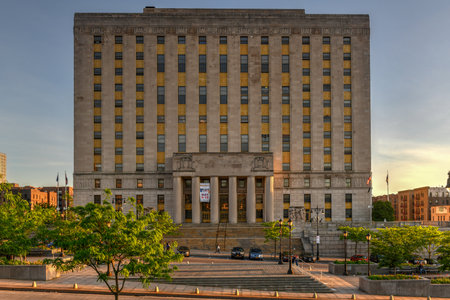 Bronx County Courthouse, also known as the Mario Merola Building, is a historic courthouse building located in the Concourse and Melrose neighborhoods of the Bronx in New York City.のeditorial素材