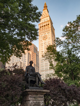 New York City - May 27, 2019: The Metropolitan Life Insurance Company Tower from Madison Square Park...