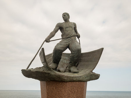 Montauk, Long Island - May 19, 2019: "Lost at Sea Memorial", created by Malcolm Frazier, honoring fishermen of Long Island lost at sea in Montauk, at the tip of Long Island.のeditorial素材