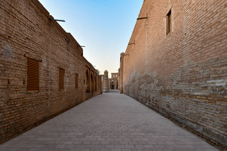 Narrow Streets of the old city of Khiva, Uzbekistanの写真素材