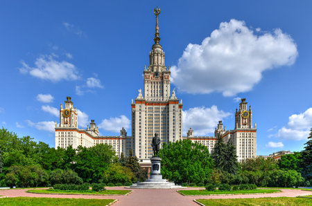 Lomonosov State University of Moscow, iconic Stalinist building in Moscow, Russia.のeditorial素材