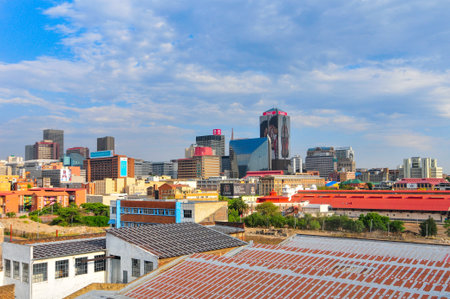 Johannesburg, South Africa, October 22, 2011: Panoramic view of the skyline of Johannesburg, South Africa.のeditorial素材