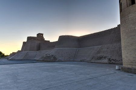 Wall of Itchan Kala (Ichon Qala) - Khiva (Chiva, Heva, Xiva, Chiwa, Khiveh) - Xorazm Province - Uzbekistan - Town on the silk road in Central Asia.のeditorial素材