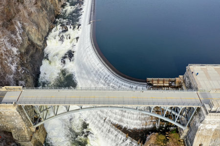 Croton Gorge Park at the base of New Croton Dam in Westchester, New Yorkの写真素材
