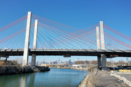 Kosciuszko Bridge joining Brooklyn and Queens in New York City across Newtown Creek. The new bridge...