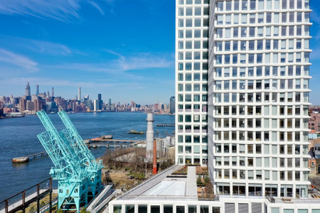 Manhattan skyline as viewed from the Williamsburg neighborhood of Brooklyn, New York.