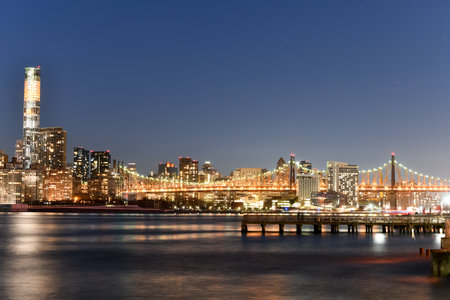 Brooklyn, New York - Apr 8, 2021: Panoramic view of the Gowanus Expressway in Brooklyn, New York.のeditorial素材