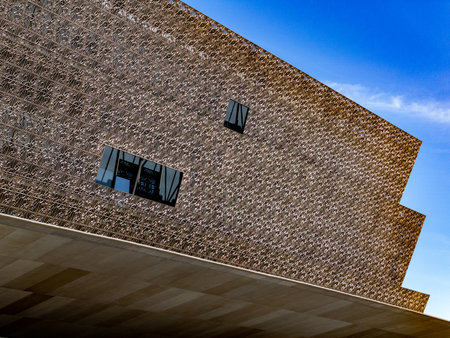 Washington, DC - Apr 3, 2021: Up close views of the Museum of African American History and Culture in Washington, DC.のeditorial素材