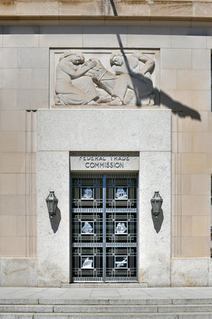 Washington, DC - Apr 3, 2021: Art Deco facade of the Federal Trade Commission Building in...