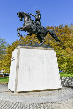 Washington, DC - Apr 3, 2021: Statue of General Jose de San Martin in Washington DC.のeditorial素材
