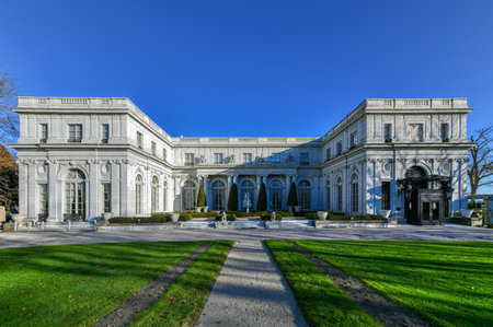 Newport, Rhode Island - Nov 29, 2020: Exterior view of historic Rosecliff Mansion in Newport, Rhode...