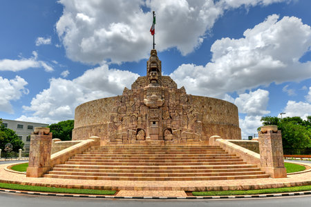 Monument to the Fatherland along Paseo Montejo in Yucatan, Merida, Mexico.の写真素材
